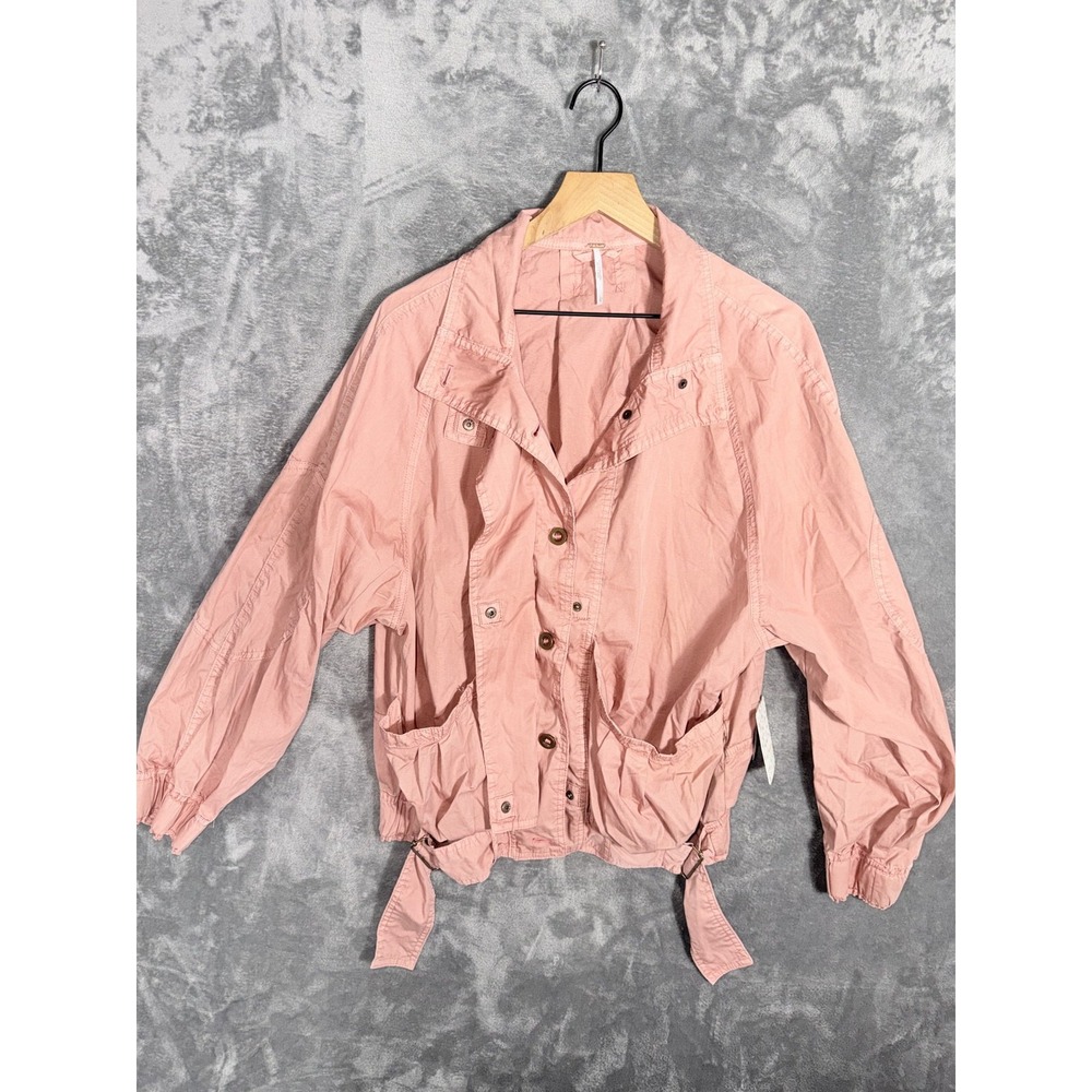 Free People Womens Utility Jacket Large Dusty Pink NWT Lightweight Boho